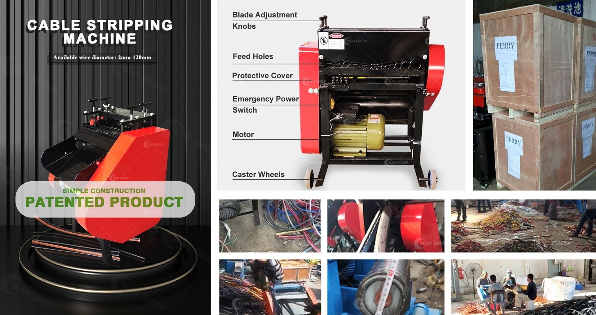 Composition of cable stripping machine